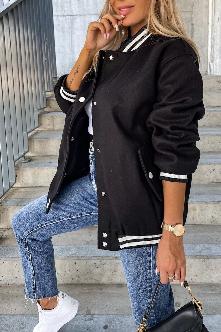 Veste de baseball en laine contrastée avec poche classique