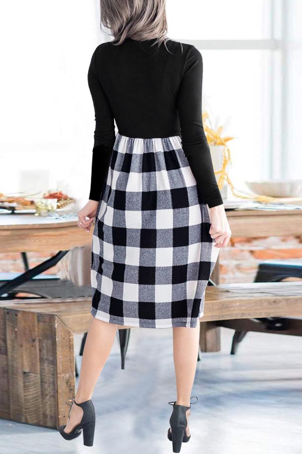 Robe tricotée à lacets et empiècements léopard