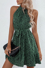 Halterneck Turtleneck Floral Dress