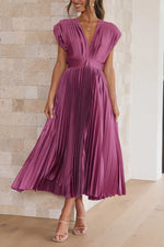 Ruched Sleeveless Low V-Neck Dress