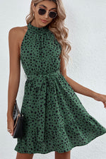 Halterneck Turtleneck Floral Dress