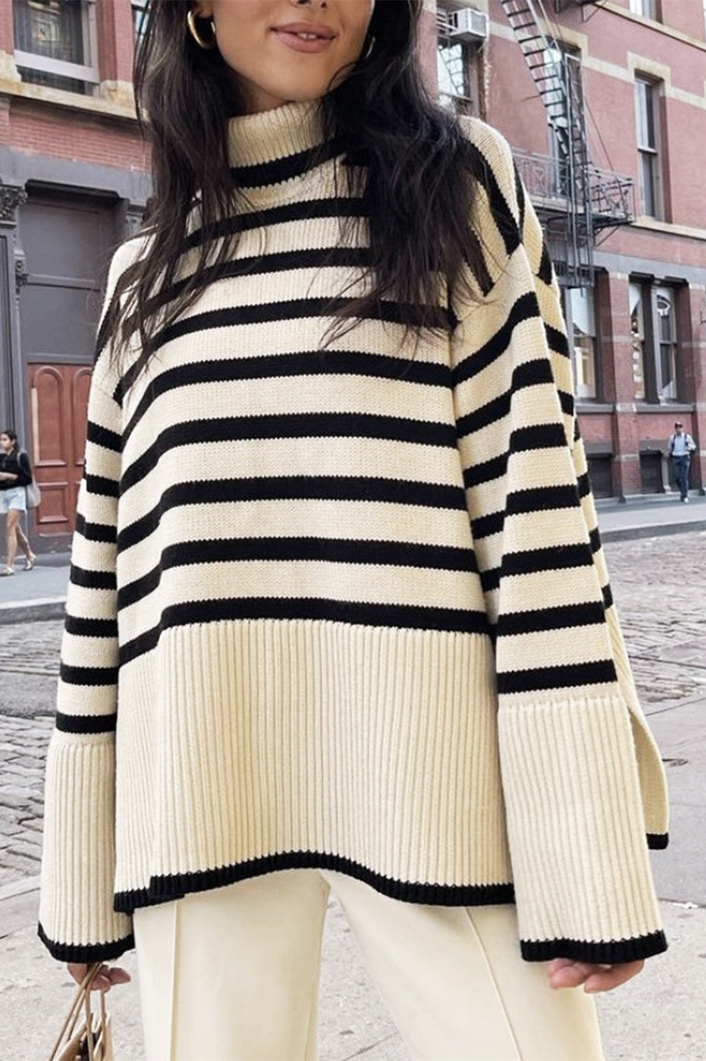 High Street Stripes Turtleneck Sweater