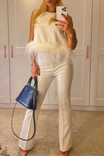 Be The Drama - Chemisier à bordure en plumes