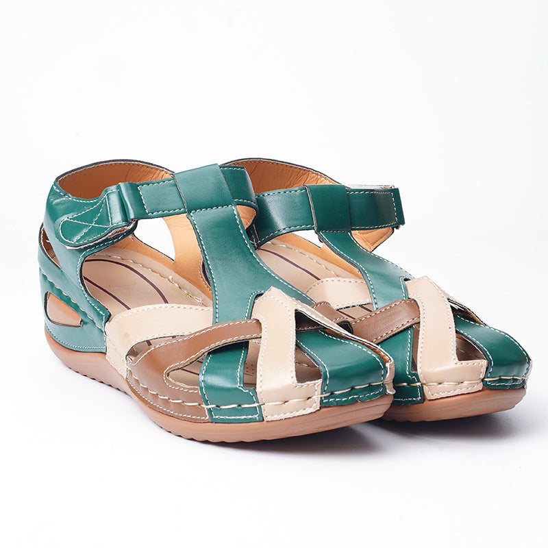 Sandales vintage à bout rond et boucle croisée
