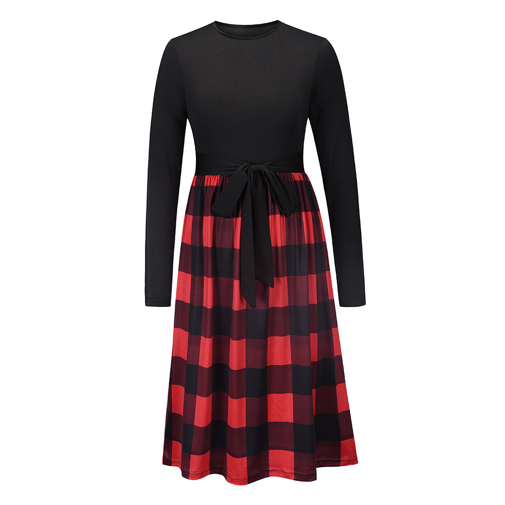 Robe tricotée à lacets et empiècements léopard