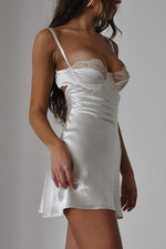 Solid Color Backless Sling Lace Dress