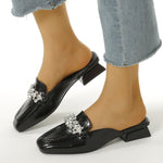 Square toe Low heel Mule Shoes