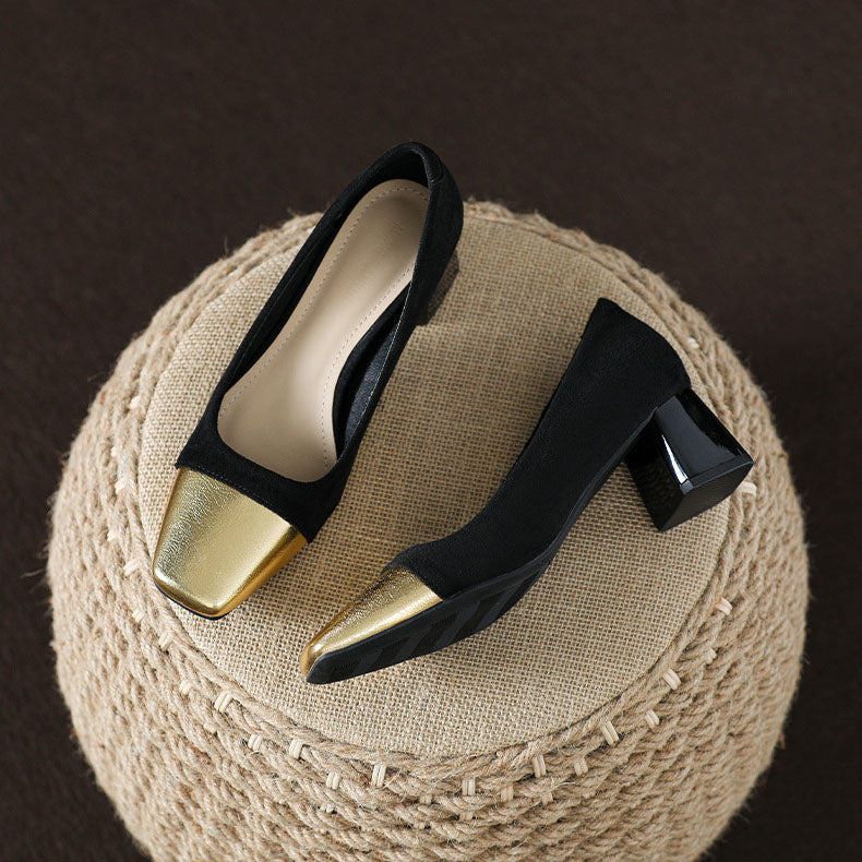Suede & Leather Patchwork Plush Loafers