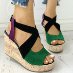 Colorful Elastic Braided Wedge Sandals