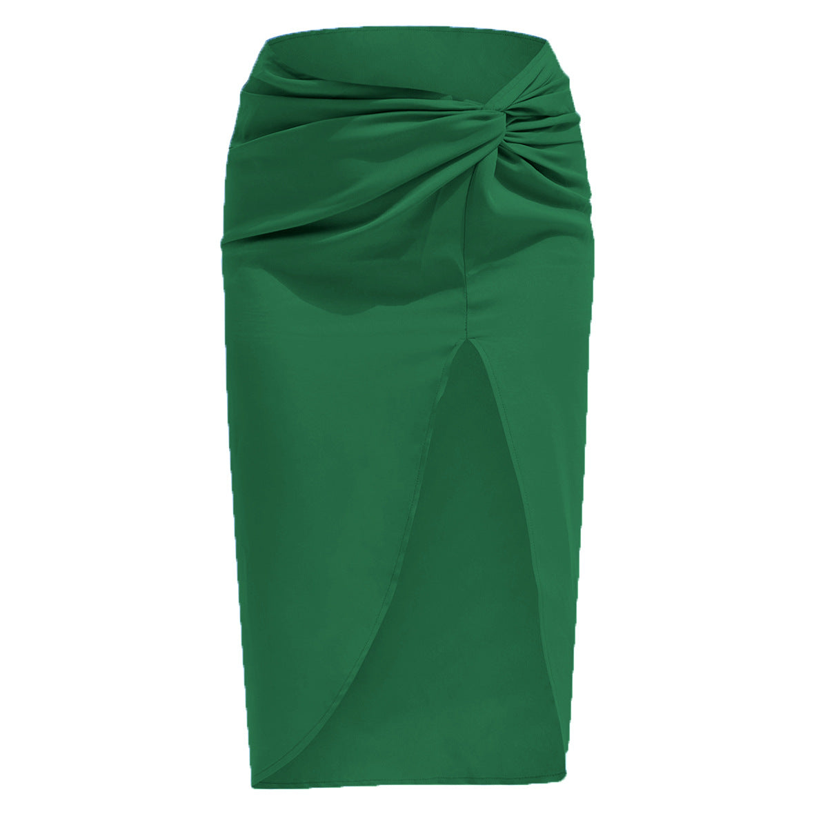 Unregelmäßiger Schlitzrock aus festem Satin mit hoher Taille