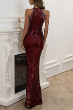 Tassel Sequins Fishtail Maxi Gown Dress