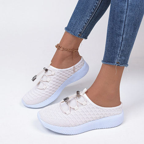Flyknit-Slipper mit niedrigem Absatz und Schnürung