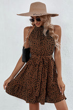 Halterneck Turtleneck Floral Dress