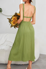 Elegant green Halter Backless Dress