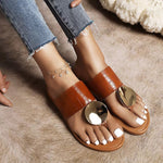 Chic Round Buckle Flip Flops