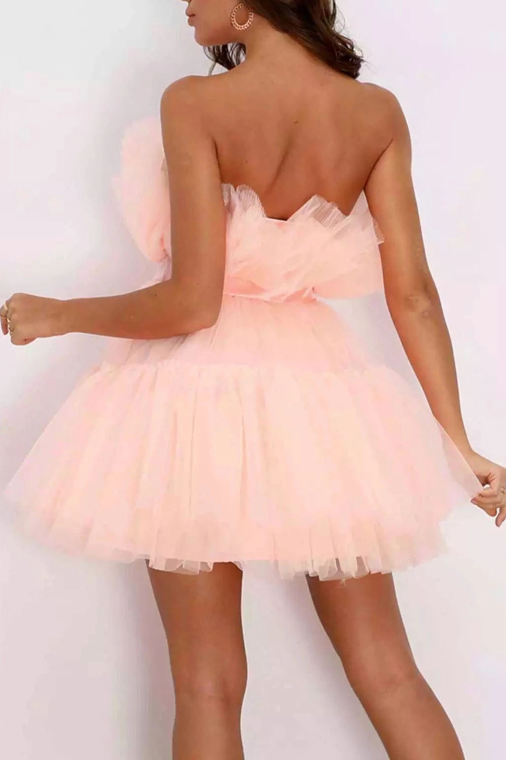 Robe tutu à nœud en maille, haut tubulaire, tempérament