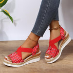 Thick Bottom Cross-tied Open Toe Wedges Sandals