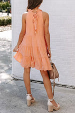 Chic Pleated Collar Swing Dress