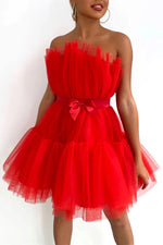 Tube top Mesh Temperament bow tutu Dress