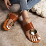 Chic Round Buckle Flip Flops