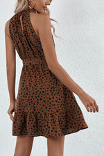 Halterneck Turtleneck Floral Dress