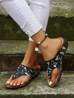 Tongs compensées florales brodées