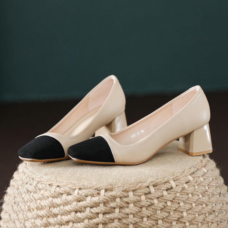 Suede & Leather Patchwork Plush Loafers