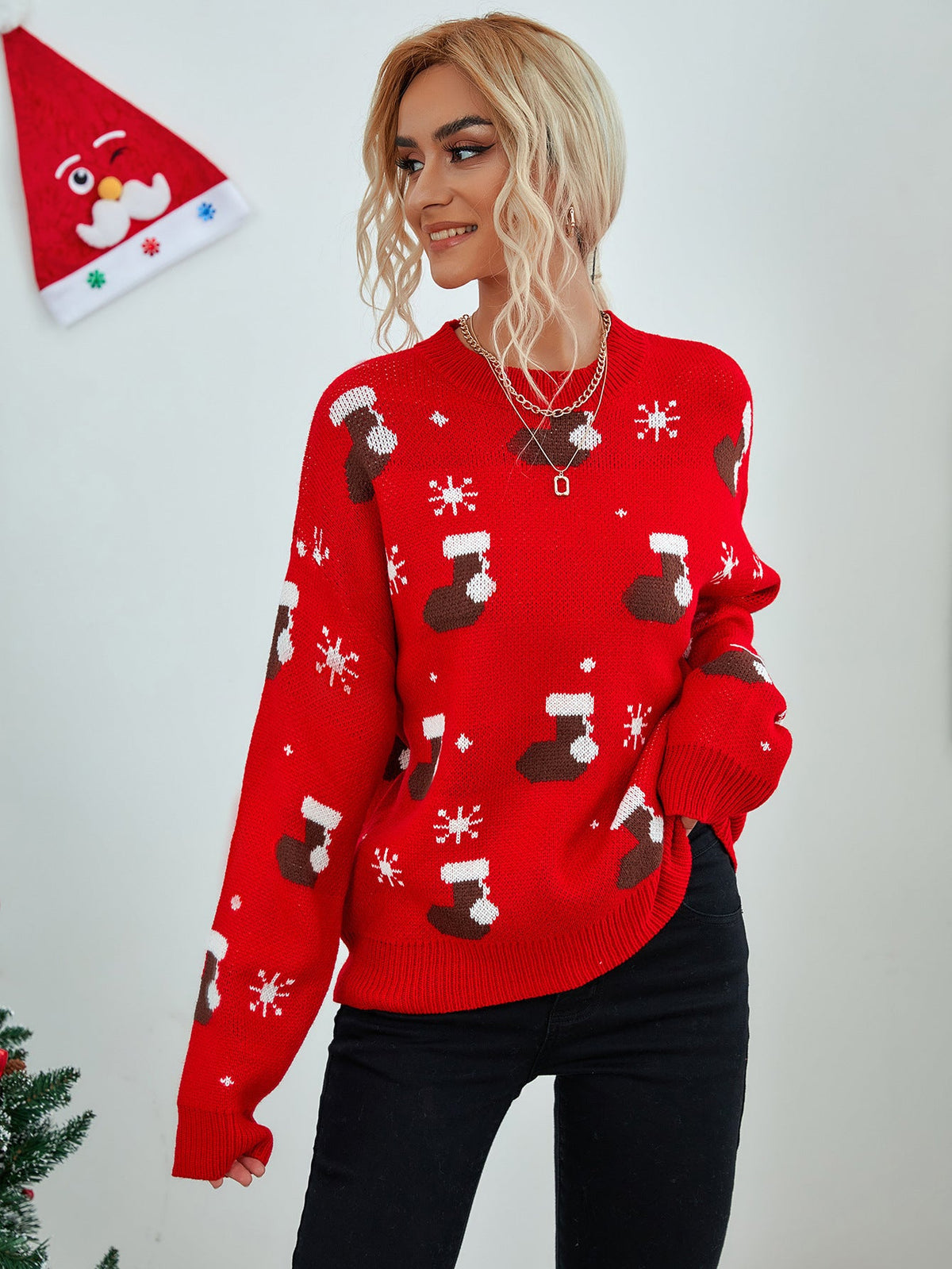 Pull en tricot de flocon de neige de bas de Noël