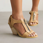 Retro Zipper T-strap Fishtrap Sandals