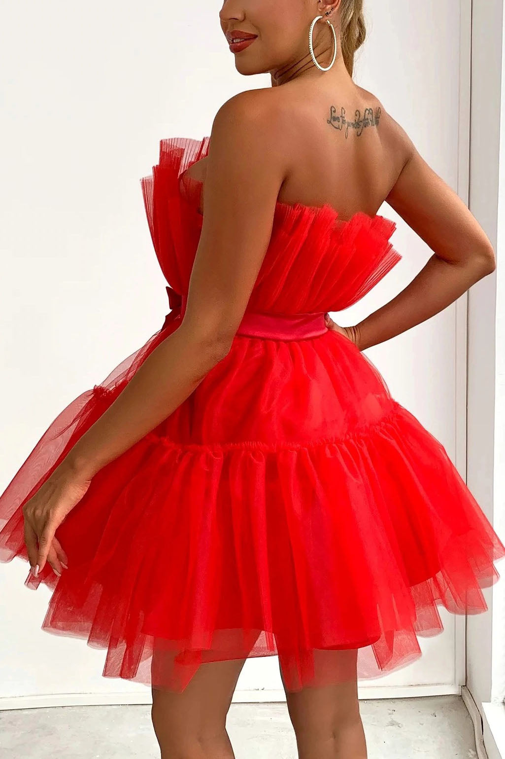 Robe tutu à nœud en maille, haut tubulaire, tempérament