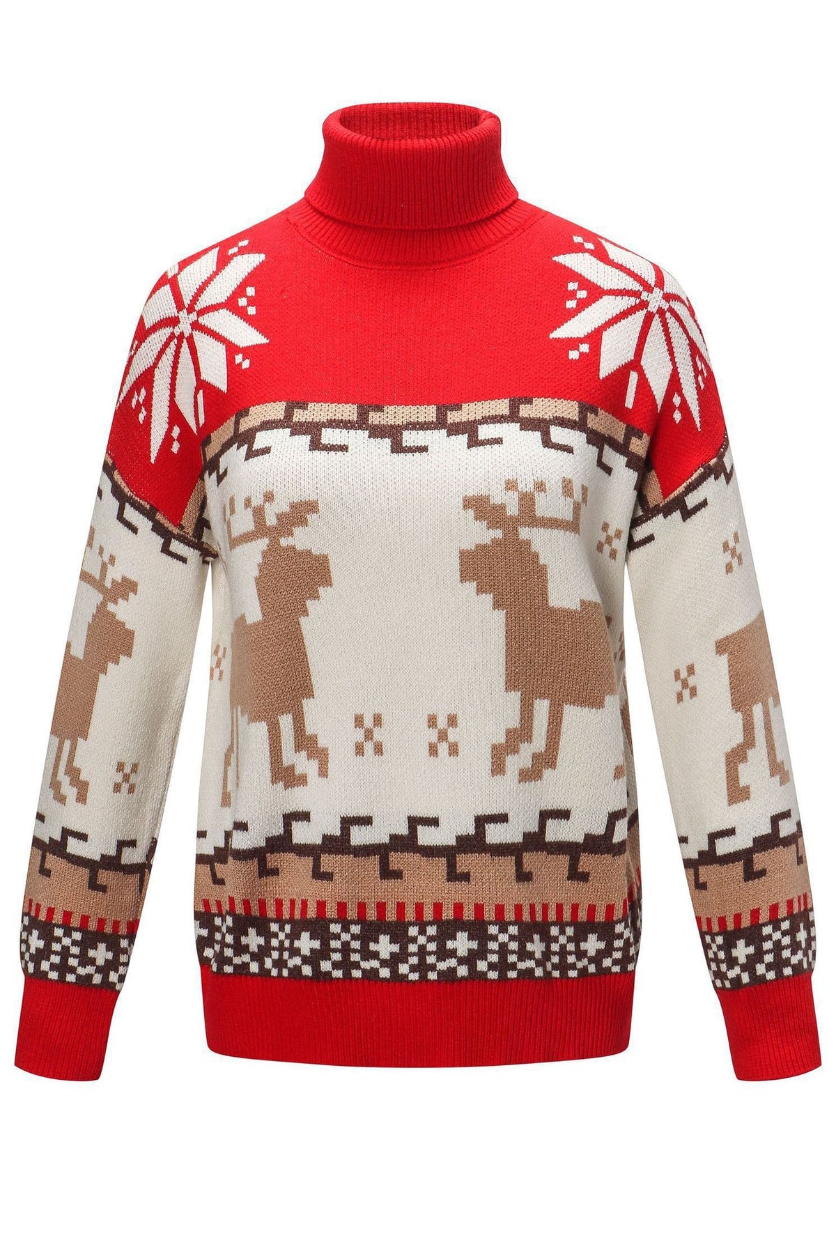 Turtleneck Christmas Graphic Knit Sweater