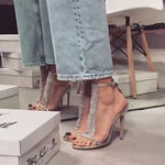 Synthetische Diamant-Ausschnitt-Fischmaul-Sandalen mit hohem Absatz