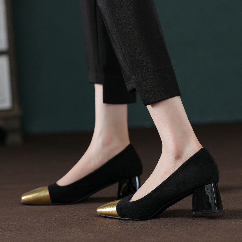 Suede & Leather Patchwork Plush Loafers