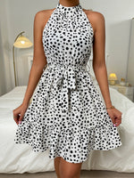 Halterneck Turtleneck Floral Dress