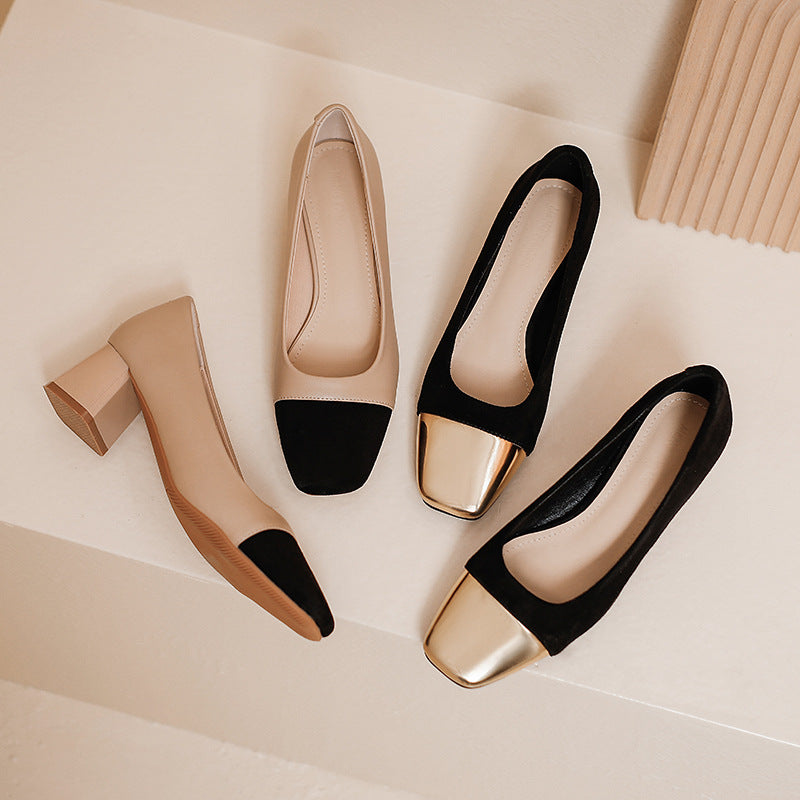 Suede & Leather Patchwork Plush Loafers