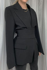 Solid Color Belted Tunic Jacket