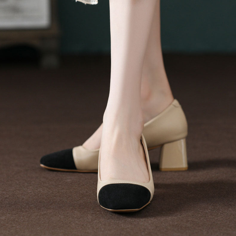 Suede & Leather Patchwork Plush Loafers