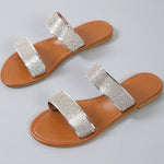 Pantoufles plates chics à paillettes brillantes