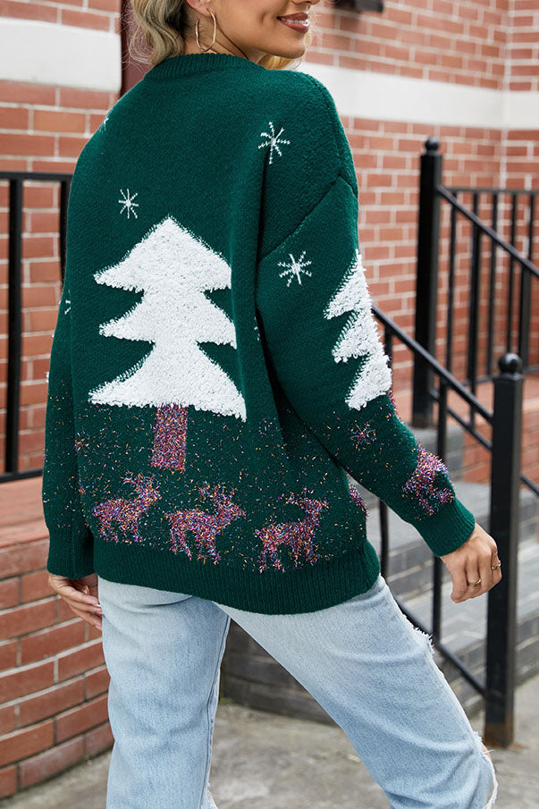 Pull en tricot en forme d'arbre de Noël en peluche