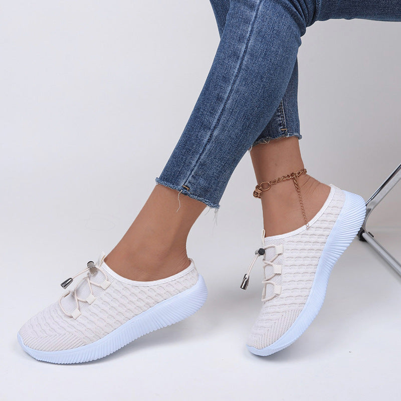 Flyknit-Slipper mit niedrigem Absatz und Schnürung