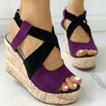 Colorful Elastic Braided Wedge Sandals