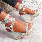 Studded Cross-strap Wedge Sandals