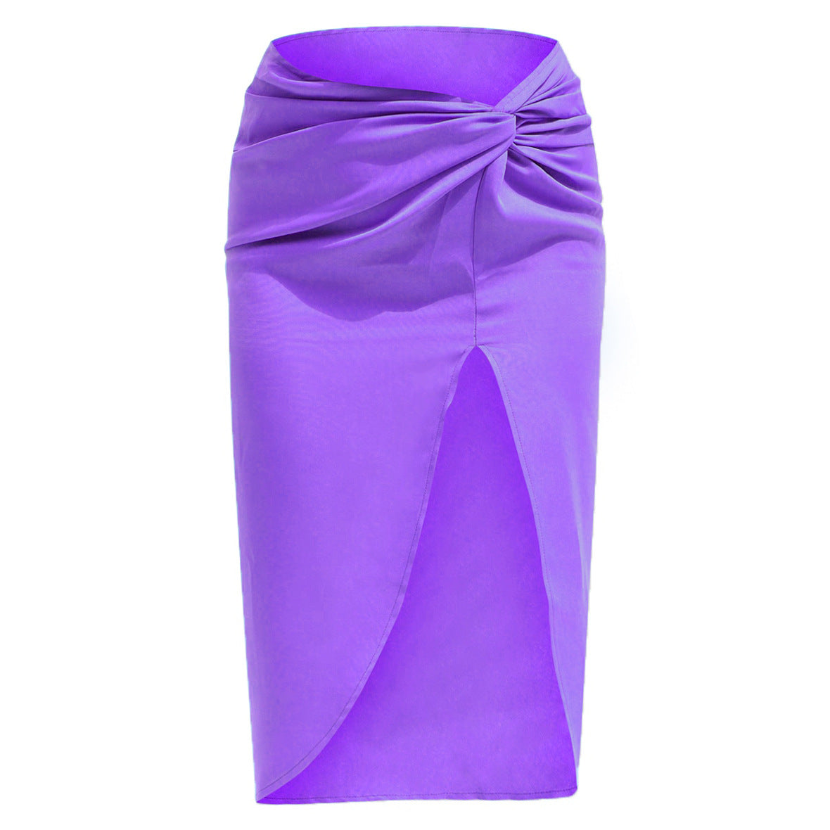 Unregelmäßiger Schlitzrock aus festem Satin mit hoher Taille