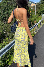 Floral Suspender Split open back Dress