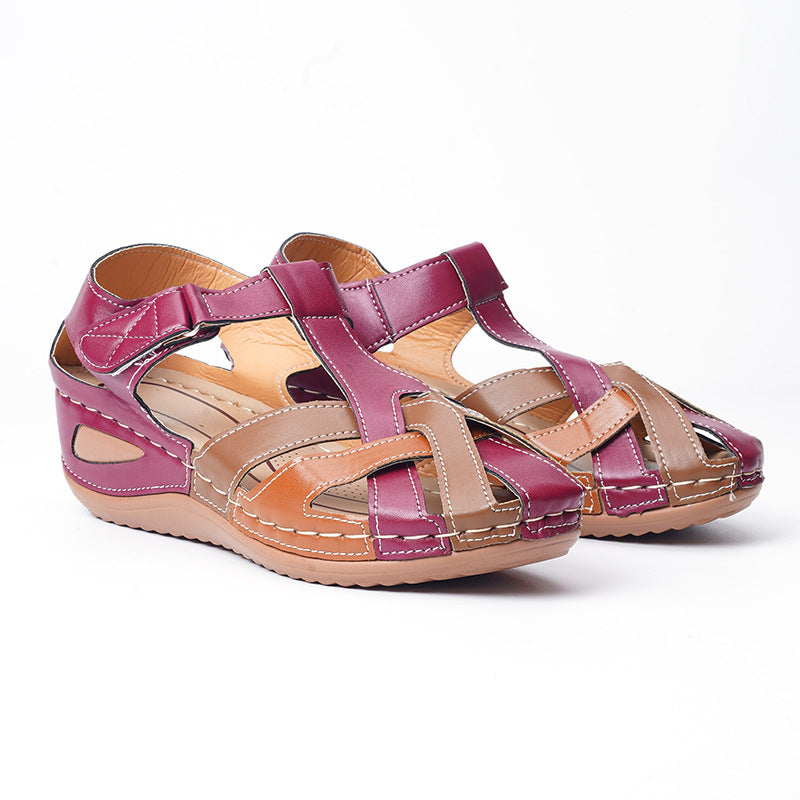 Sandales vintage à bout rond et boucle croisée