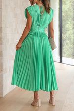 Ruched Sleeveless Low V-Neck Dress