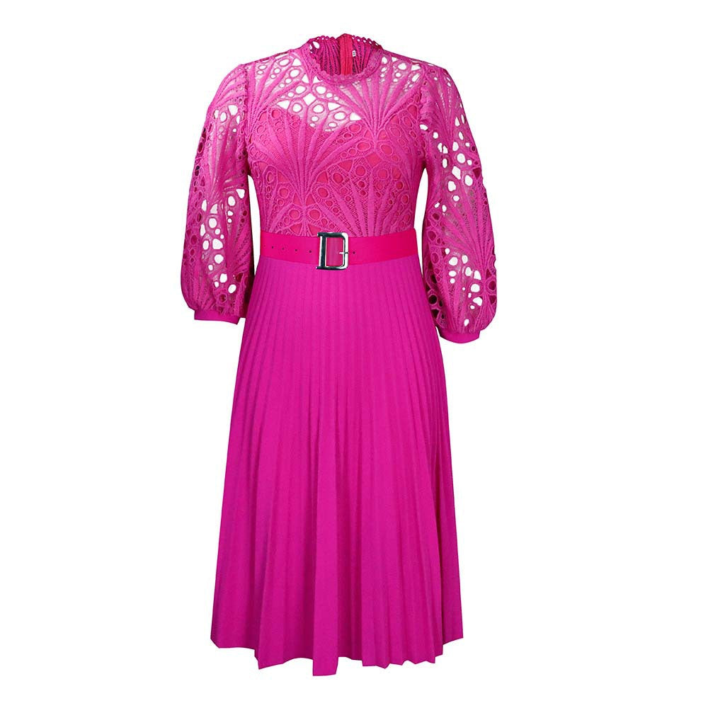 Robe plissée plissée en dentelle au crochet