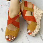 Colorful Elastic Braided Wedge Sandals