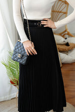 Solid Color Pleated Wool Pleated Skirt