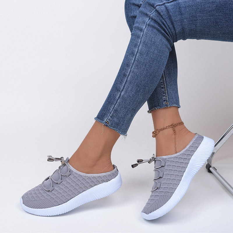 Flyknit-Slipper mit niedrigem Absatz und Schnürung
